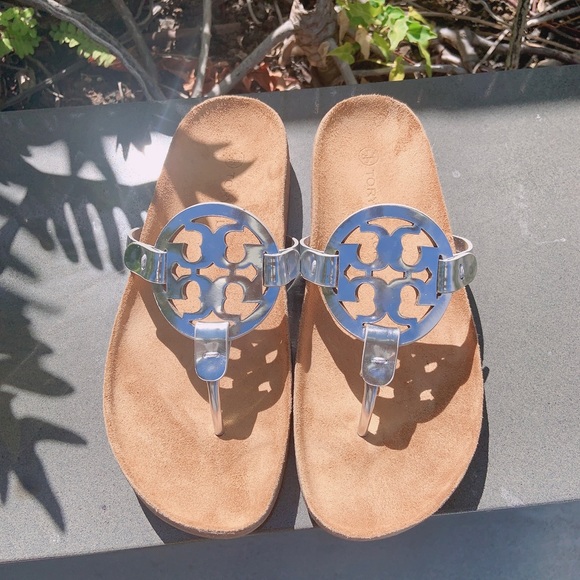 Tory Burch Shoes - Tory Burch silver Miller cloud sandal